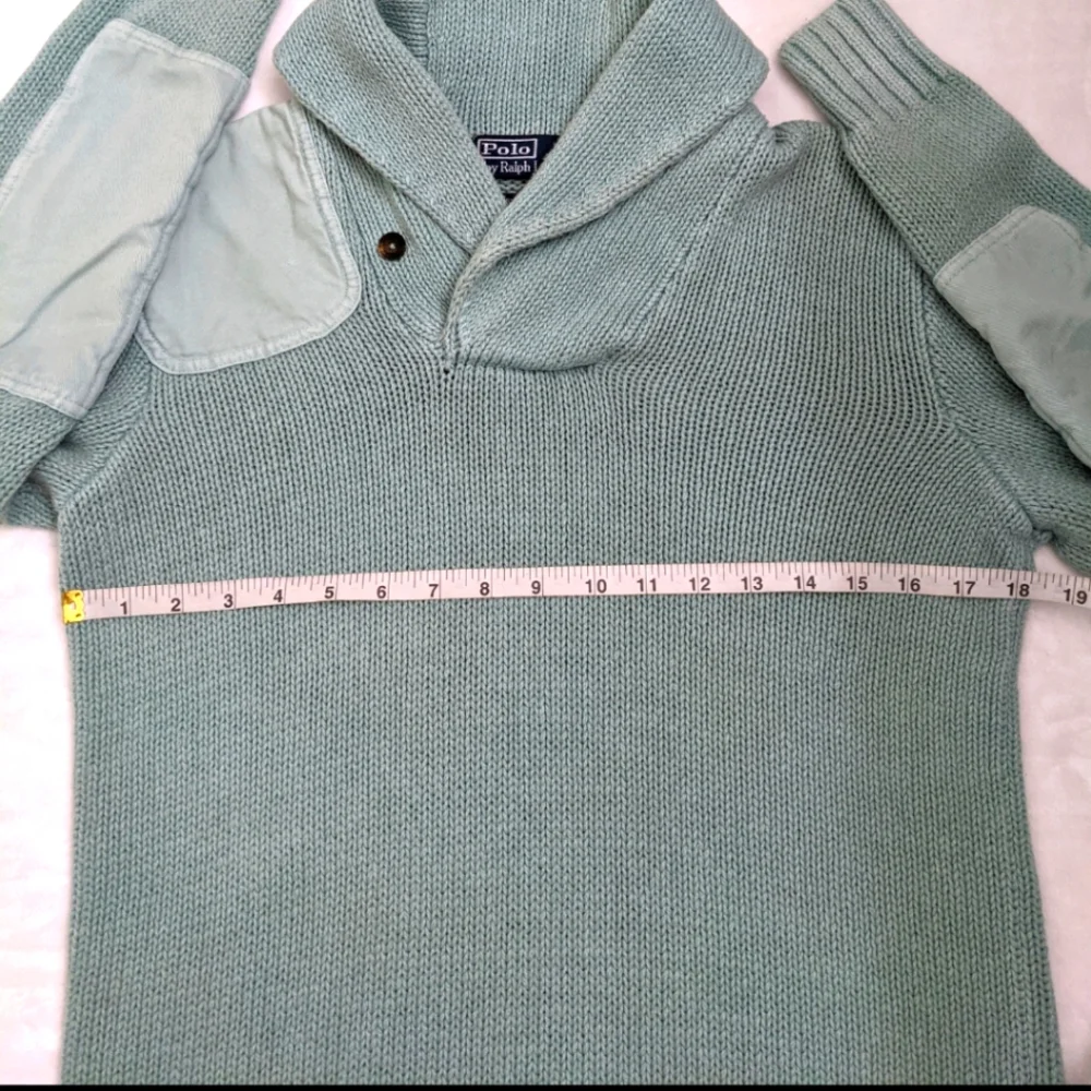 Polo by Ralph Lauren Rare Linen Patch Shawl Collar Sweater - Picture 2 of 6